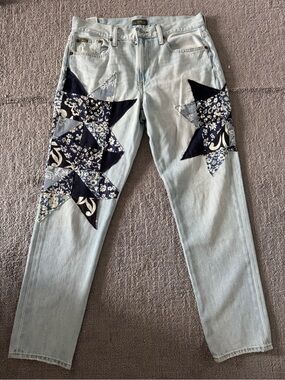 Polo Ralph Lauren Avery Boyfriend Jeans Kipton Wash Patchwork Stars Size 26